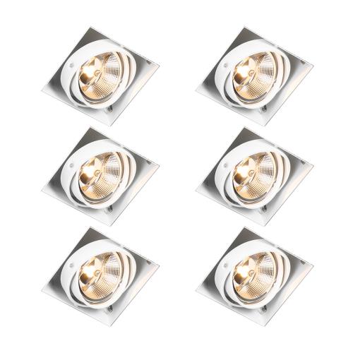 Sada 6 zapuštěných bodových svítidel bílá GU10 AR111 bez okrajů nastavitelná - Oneon