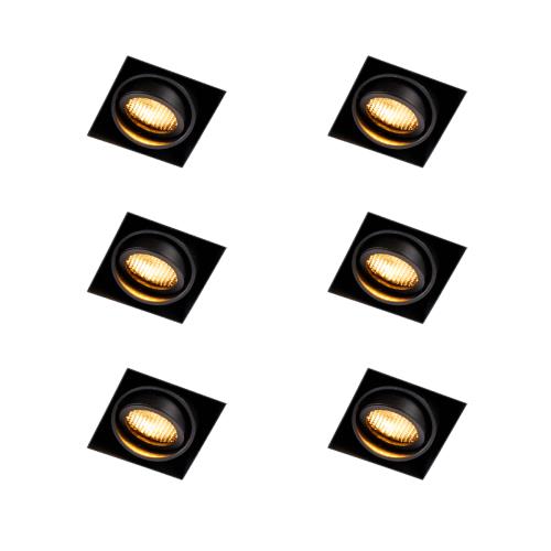 Sada 6 zapuštěných bodových světel černá nastavitelná bezrámečková - Oneon Honey