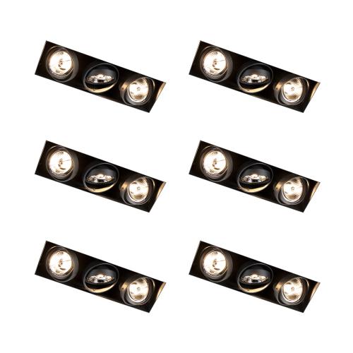 Sada 6 zapuštěných bodových světel černá GU10 AR70 bez rámečku 3-světla - Oneon
