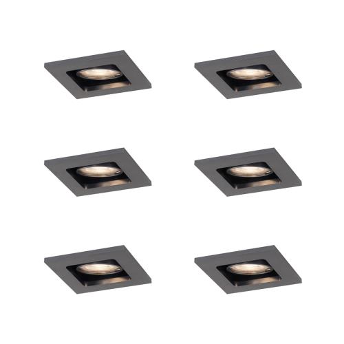 Sada 6 moderních zapuštěných bodových svítidel Gunmetal GU10 50mm kulatá naklápěcí - Qure