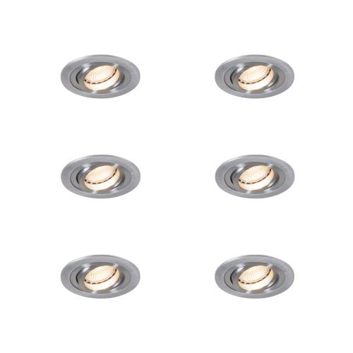 Sada 6 moderních zapuštěných bodových světel ocel - Rondoo