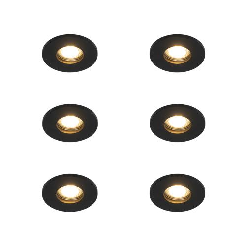 Sada 6 moderních koupelnových zapuštěných bodových světel černá - Shed