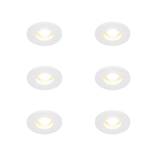 Sada 6 moderních koupelnových zapuštěných bodových světel bílá - Shed
