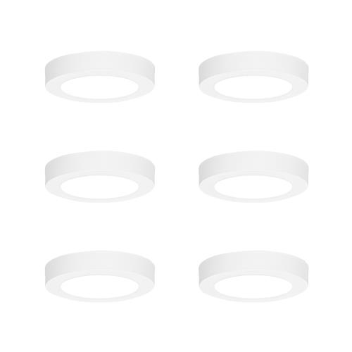 Sada 6 zapuštěných nebo povrchových bodových světel bílá 14 cm vč. LED 3-stupňové stmívání do tepla s přepínačem Dip - Trans
