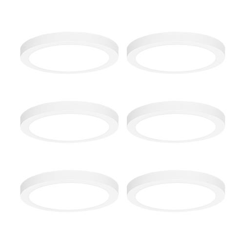 Sada 6 přisazených nebo zapuštěných bodových svítidel bílá 22 cm vč. LED 3-stupňové stmívání do teplé - Trans