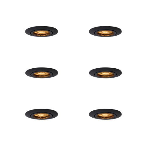 Sada 6 zapuštěných bodových světel černá nastavitelná - Ude Honey