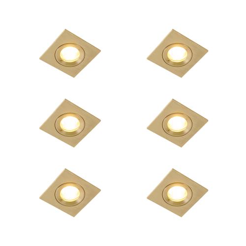 Sada 6 moderních zapuštěných bodových svítidel zlatá čtvercová IP44 - Xena