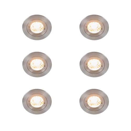 Sada 6 moderních zapuštěných bodových svítidel ocel kulatá IP44 - Xena