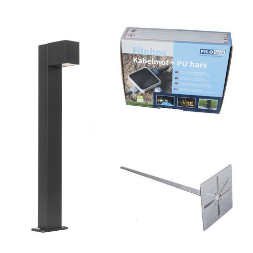 Průmyslové stojací venkovní svítidlo černé 65 cm IP44 - Baleno