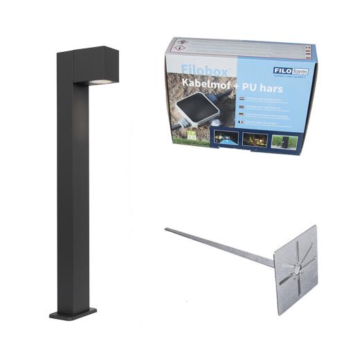 Industriální zahradní stojací lampa tmavě šedá 65 cm IP44 - Baleno