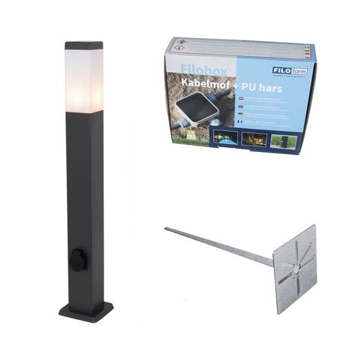 Venkovní lampa tmavě šedá 80 cm s paticí IP44 - Malios