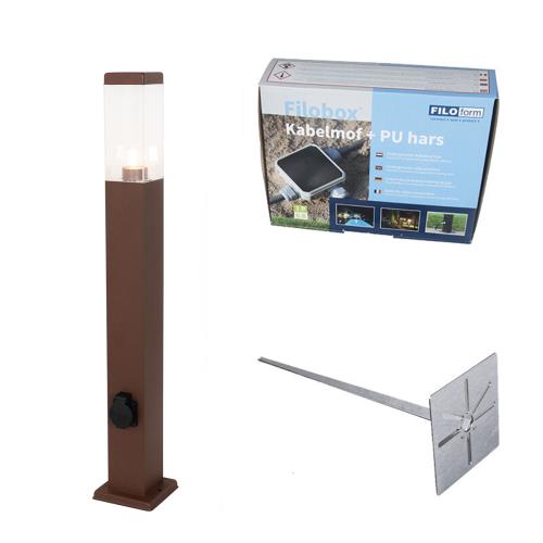 Venkovní lampa rezavě hnědá 80 cm s paticí IP44 - Malios