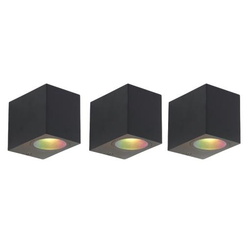 Sada 3 chytrých nástěnných svítidel černá GU10 50mm IP44 - Baleno