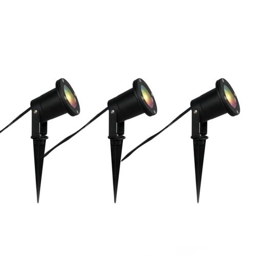 Sada 3 chytrých zahradních reflektorů černá vč. kabelu a zástrčky 230 cm IP65 - Basic
