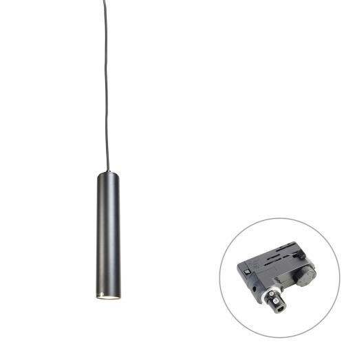 Designové závěsné svítidlo černé vč. adaptéru na lištu 3-fázové - 3-Phase Tuba Small
