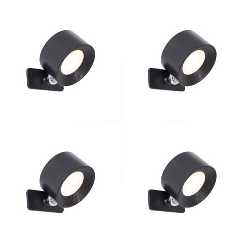 Sada 4 moderních nástěnných a stropních svítidel černá vč. LED dobíjecí - Bright
