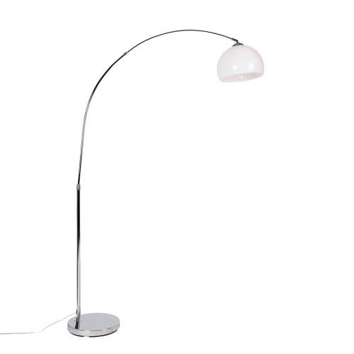 Moderní oblouková lampa chrom s bílým kloboukem - Arc Basic
