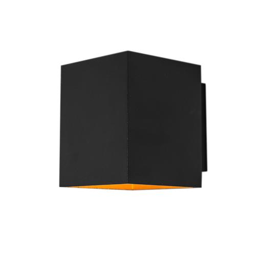 Designová nástěnná lampa černá a zlatá obdélníková - Sola