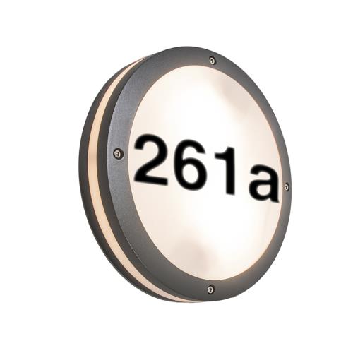 Venkovní nástěnné svítidlo antracitové s číslem domu IP54 - Glow