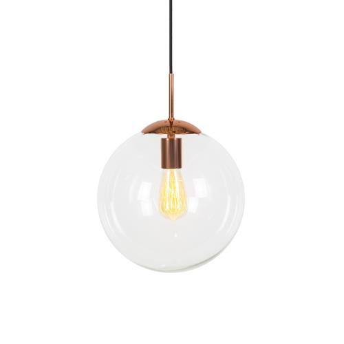 Závěsné svítidlo Art Deco měděné s průhledným sklem 30 cm - Ball 30