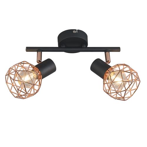 Moderní bodové světlo černé s mědí 2-světlo - Mesh