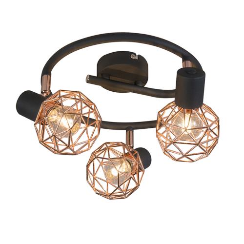 Moderní bodové světlo černé s mědí 3-světlo - Mesh