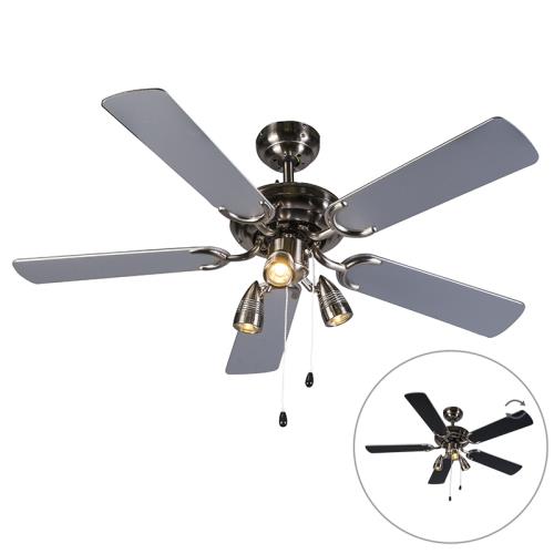Stropní ventilátor ocelový 110 cm 3 světla s tahovým spínačem - Mistral