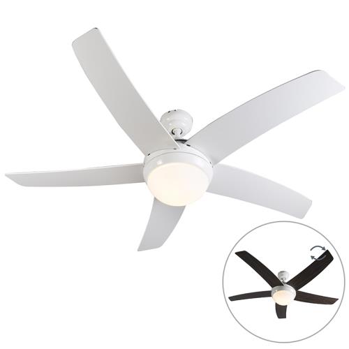 Stropní ventilátor bílý s potiskem dřeva 132 cm s dálkovým ovládáním - Cool