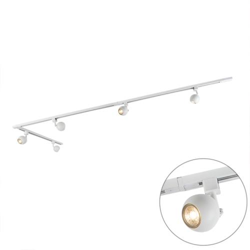 Moderní 1-fázový kolejnicový systém s 5 reflektory bílý - Gissi