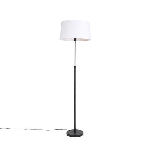 Stojací lampa černá s bílým lněným stínítkem 45 cm nastavitelná - Parte