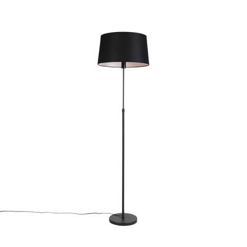 Stojací lampa černá s černým lněným stínítkem 45 cm nastavitelná - Parte