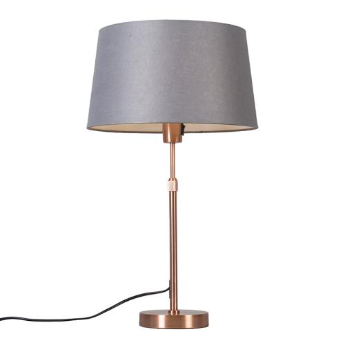 Stolní lampa měděná s šedým stínítkem 35 cm nastavitelná - Parte