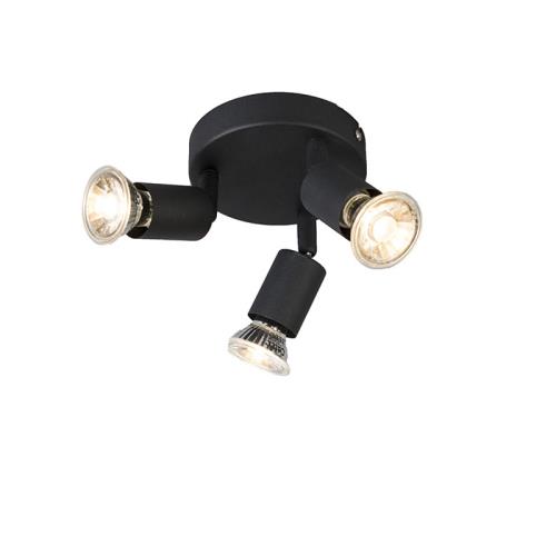 Průmyslové bodové světlo černé otočné kulaté 3-světlo - Jeany