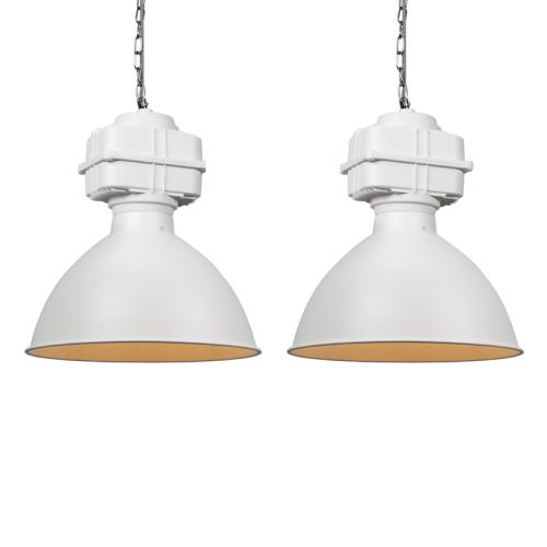 Sada 2 průmyslových závěsných lamp malých matných bílých - Sicko