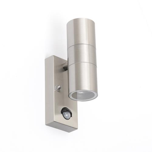 Venkovní nástěnné svítidlo ocelové 2-světlo IP44 s pohybovým senzorem - Duo