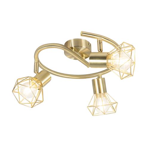 Bodové světlo Art Deco mosazné nastavitelné a naklápěcí 3-světlo - Mosh