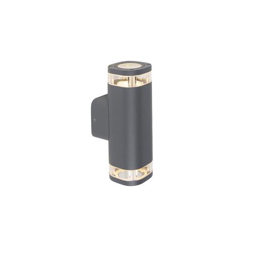 Moderní venkovní nástěnné svítidlo čtvercové 2-světlo tmavě šedé - Fox