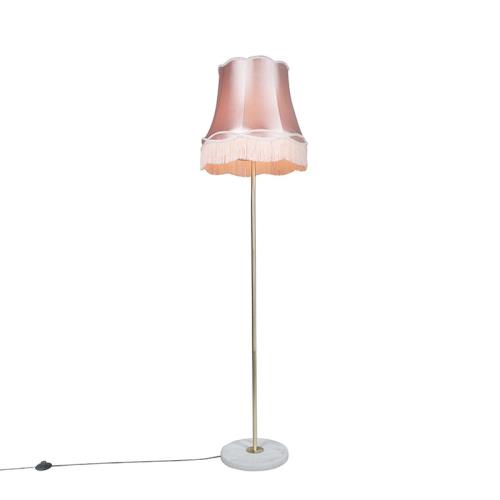 Retro stojací lampa mosazná sklosnou Granny růžová 45 cm - Kaso