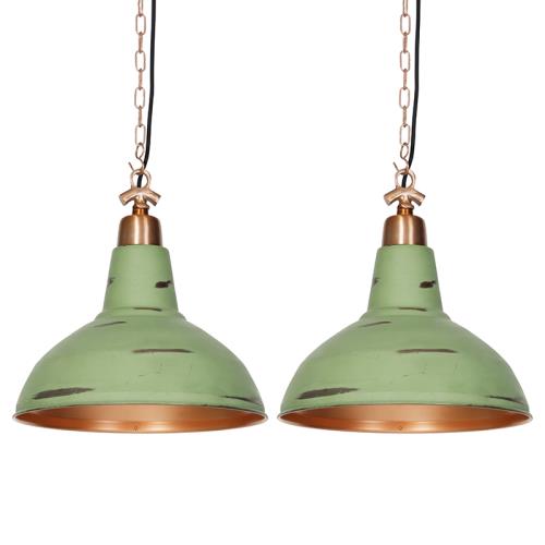 Sada 2 vintage závěsných lamp měď - Goliath large
