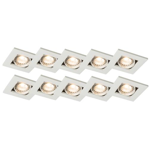 Sada 10 zapuštěných bodových světel bílých - Qure