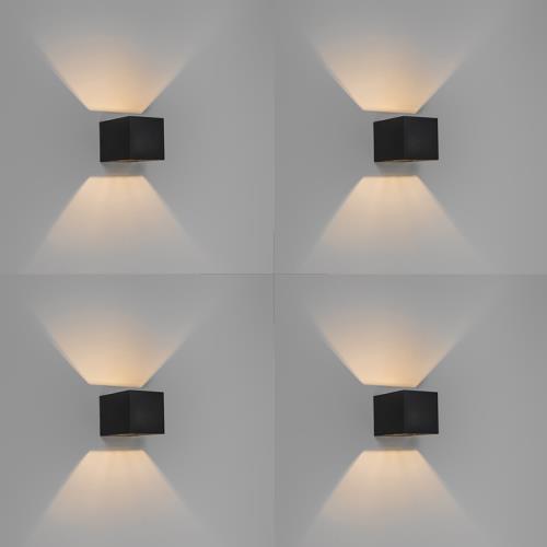 Sada 4 moderních nástěnných svítidel černých - Transfer