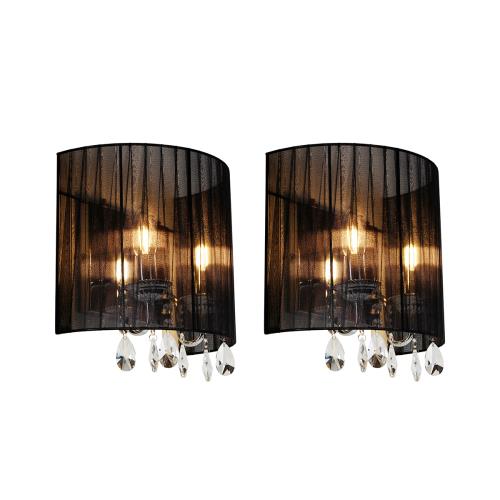 Sada 2 nástěnných lamp chrom s černým stínítkem - Ann-Kathrin 2