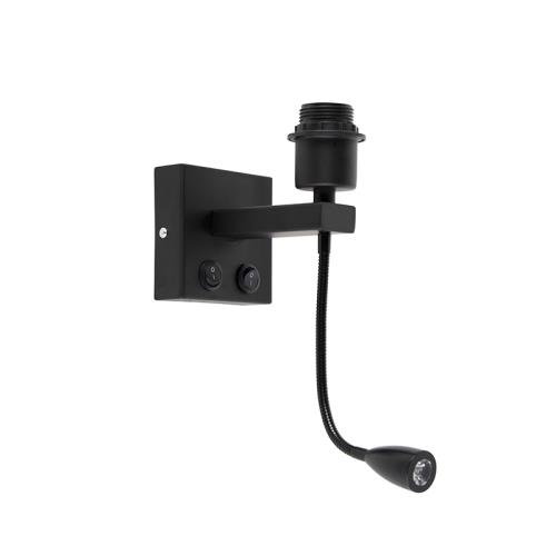 Moderní nástěnná lampa černá s flexibilním ramenem - Brescia Combi