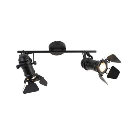 Průmyslové bodové světlo černé 2-světlo s klapkami - Movie