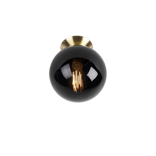 Stropní svítidlo Art Deco mosaz s černým sklem - Pallon