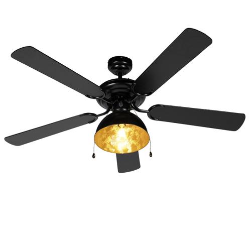 Stropní ventilátor černý s béžovou barvou 130 cm s tahovým spínačem - Mistral Magna