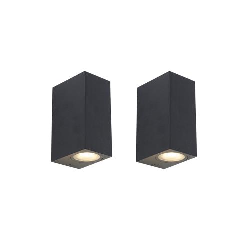 Sada 2 moderních nástěnných lamp černých 2-světlo IP44 - Baleno