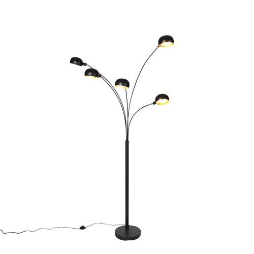 Designová stojací lampa černá 5-světlo - Sixties
