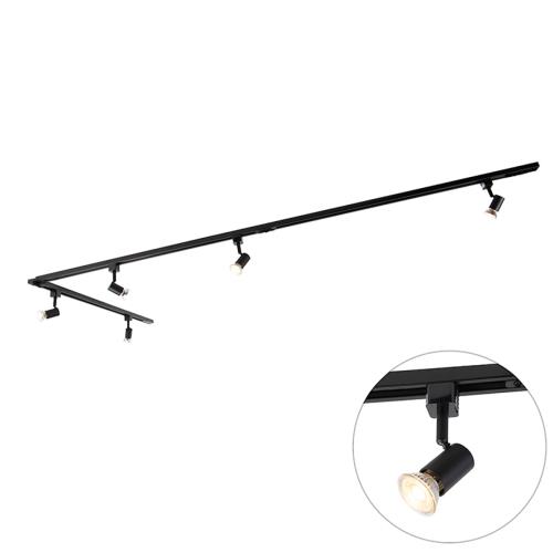 Moderní kolejnicový systém s 5 reflektory 1-fázový černý - Jeany