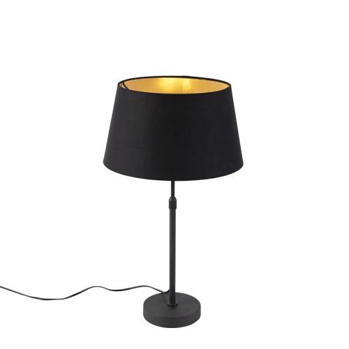 Stolní lampa černá sstínidlem černým se zlatem 35cm - Parte